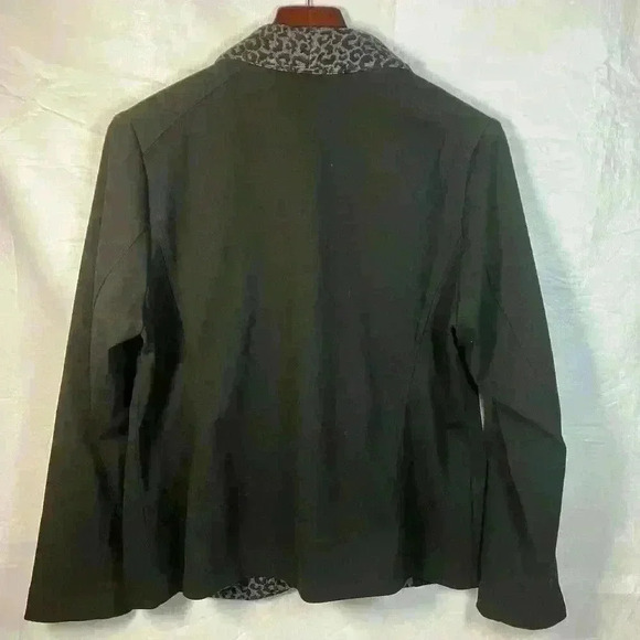 Chicos Women Jacket Blazer Size 2 Medium Stretch Black Animal Print Career Work - Picture 8 of 14